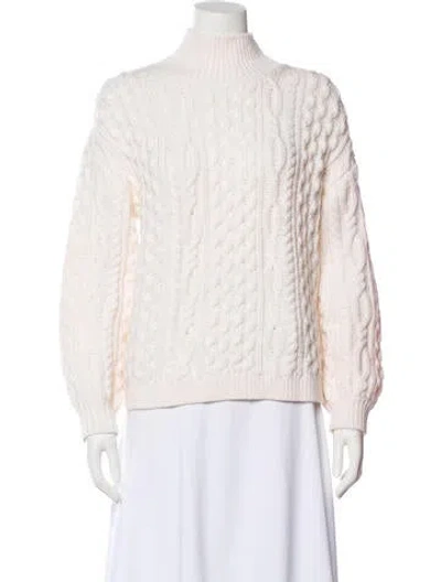 Pre-owned Alice And Olivia Wool Mock Neck Sweater In Neutral