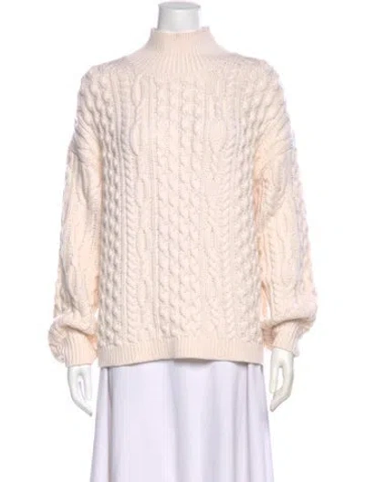 Pre-owned Alice And Olivia Wool Mock Neck Sweater In Neutral