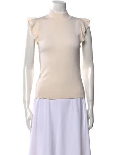 Pre-owned Alice And Olivia Wool Mock Neck Sweater In Neutral