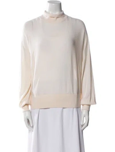 Pre-owned Alice And Olivia Wool Mock Neck Sweater In Neutral