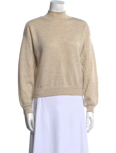 Pre-owned Alice And Olivia Wool Mock Neck Sweater In Neutral