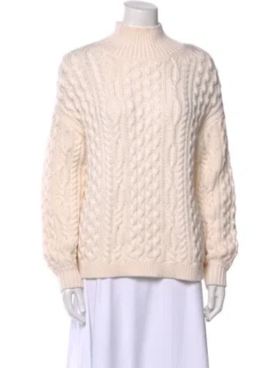 Pre-owned Alice And Olivia Wool Mock Neck Sweater In Neutral