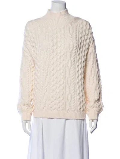 Pre-owned Alice And Olivia Wool Mock Neck Sweater In Neutral