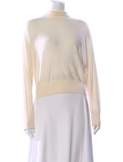 Pre-owned Alice And Olivia Wool Mock Neck Sweater In Neutral
