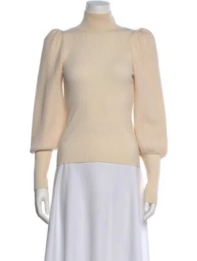 Pre-owned Alice And Olivia Wool Mock Neck Sweater In Neutral
