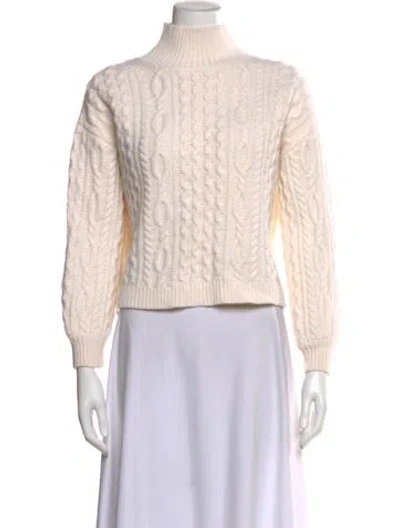 Pre-owned Alice And Olivia Wool Mock Neck Sweater In Neutral