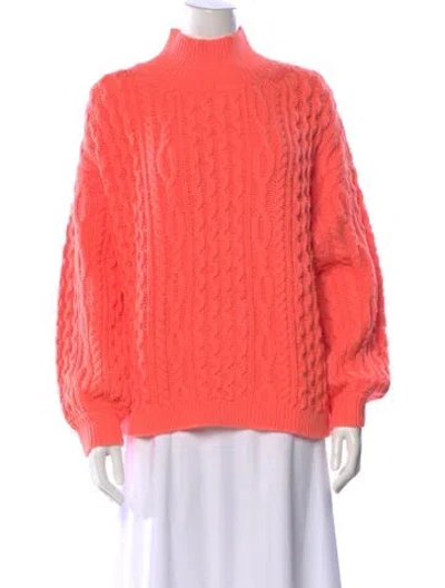 Pre-owned Alice And Olivia Wool Mock Neck Sweater In Orange