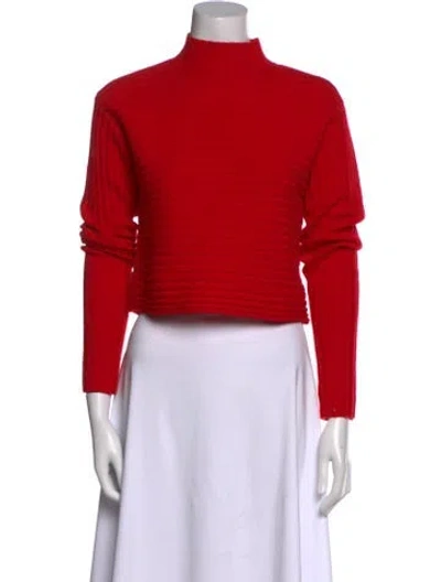 Pre-owned Alice And Olivia Wool Mock Neck Sweater In Red