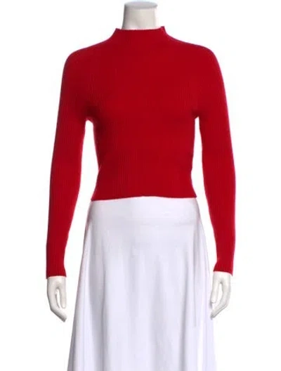 Pre-owned Alice And Olivia Wool Mock Neck Sweater In Red