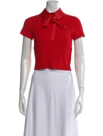 Pre-owned Alice And Olivia Wool Mock Neck Sweater In Red