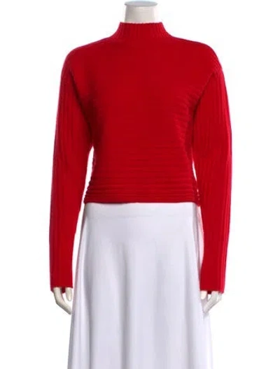 Pre-owned Alice And Olivia Wool Mock Neck Sweater In Red