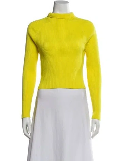 Pre-owned Alice And Olivia Wool Mock Neck Sweater In Yellow