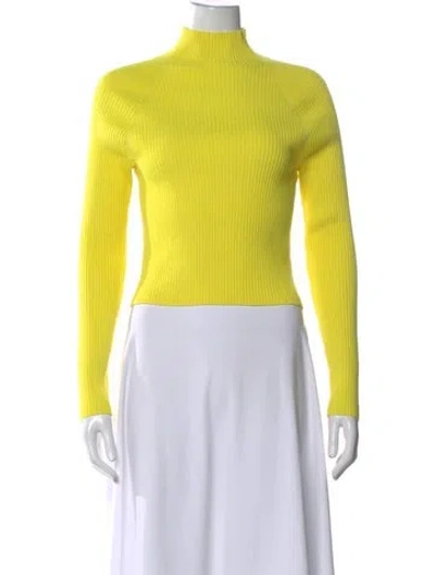 Pre-owned Alice And Olivia Wool Mock Neck Sweater In Yellow