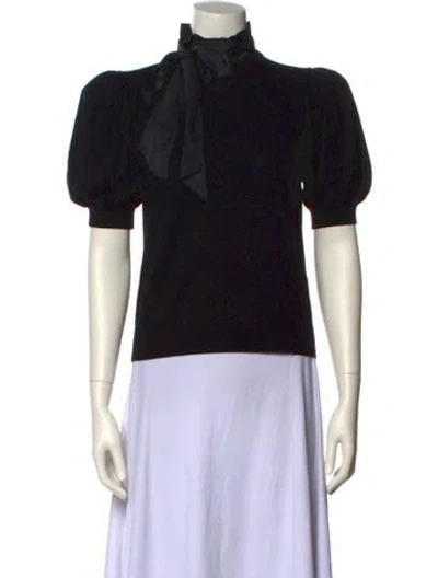 Pre-owned Alice And Olivia Wool Mock Neck Top In Black