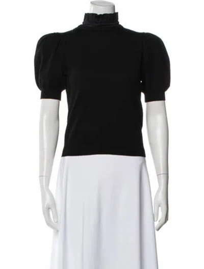 Pre-owned Alice And Olivia Wool Mock Neck Top In Black