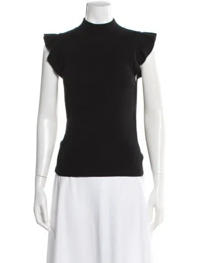 Pre-owned Alice And Olivia Wool Mock Neck Top In Black