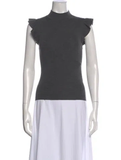 Pre-owned Alice And Olivia Wool Mock Neck Top In Gray