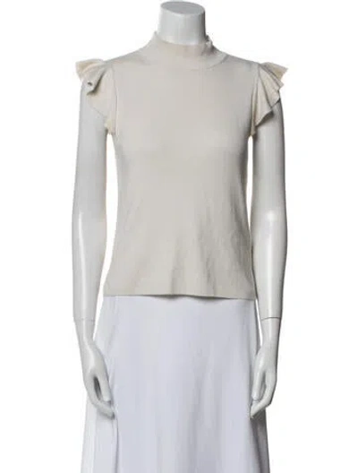 Pre-owned Alice And Olivia Wool Mock Neck Top In Neutral