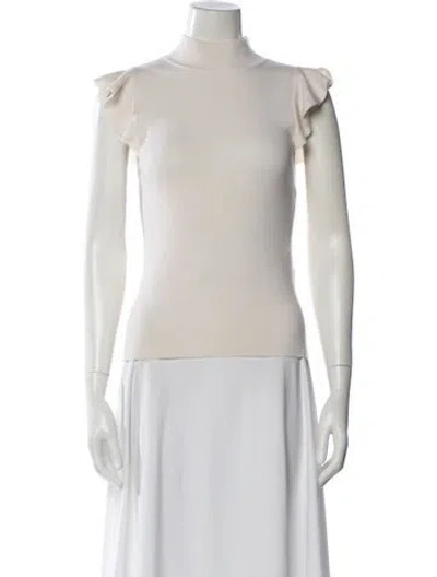 Pre-owned Alice And Olivia Wool Mock Neck Top In Neutral