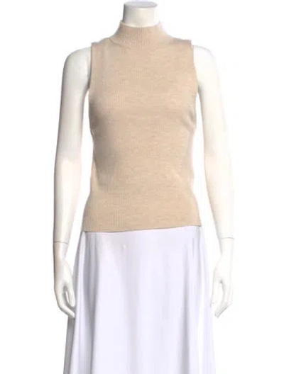 Pre-owned Alice And Olivia Wool Mock Neck Top In Neutral