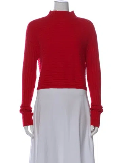 Pre-owned Alice And Olivia Wool Mock Neck Top In Red