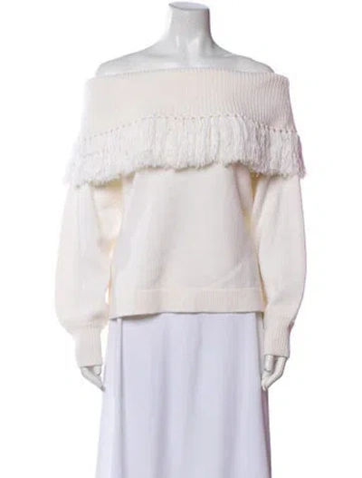 Pre-owned Alice And Olivia Wool Off-the-shoulder Sweater W/ Tags In White