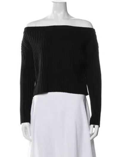 Pre-owned Alice And Olivia Wool Off-the-shoulder Top In Black