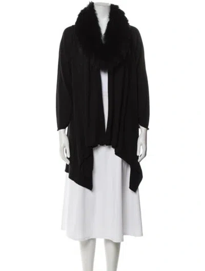 Pre-owned Alice And Olivia Wool Open Front Sweater In Black