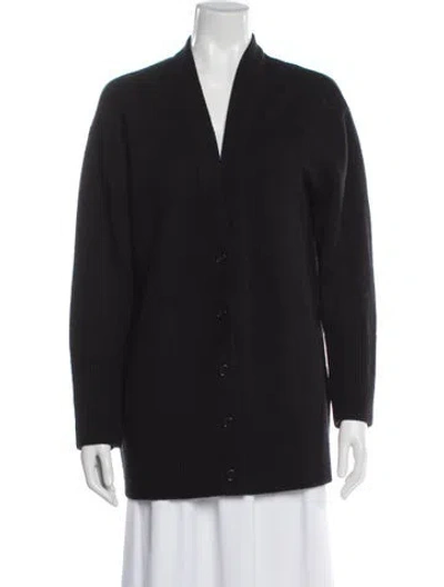 Pre-owned Alice And Olivia Wool Open Front Sweater In Black