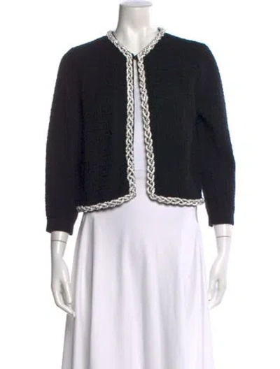 Pre-owned Alice And Olivia Wool Open Front Sweater In Black