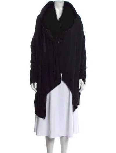 Pre-owned Alice And Olivia Wool Open Front Sweater In Black