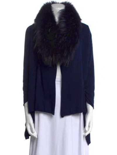 Pre-owned Alice And Olivia Wool Open Front Sweater In Blue