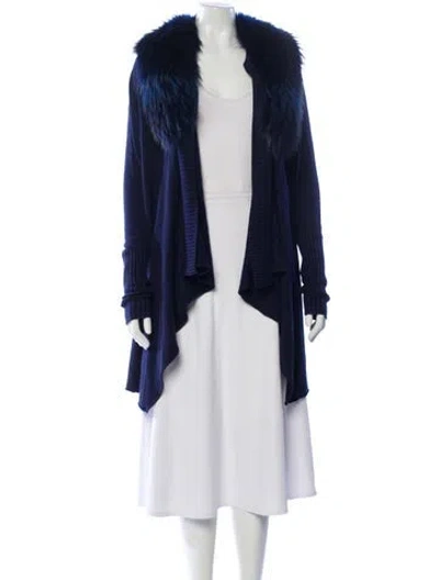 Pre-owned Alice And Olivia Wool Open Front Sweater In Blue