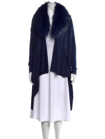 Pre-owned Alice And Olivia Wool Open Front Sweater In Blue