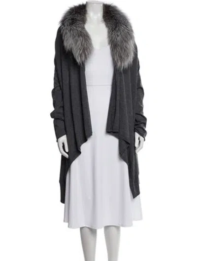 Pre-owned Alice And Olivia Wool Open Front Sweater In Gray