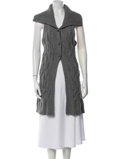 Pre-owned Alice And Olivia Wool Open Front Sweater In Grey