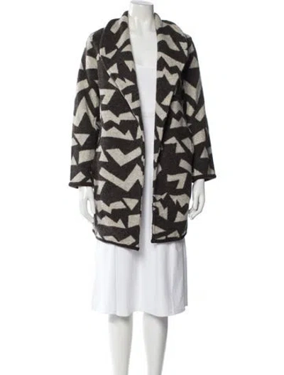 Pre-owned Alice And Olivia Wool Patterned Coat In Brown