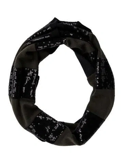 Pre-owned Alice And Olivia Wool Patterned Scarf In Black