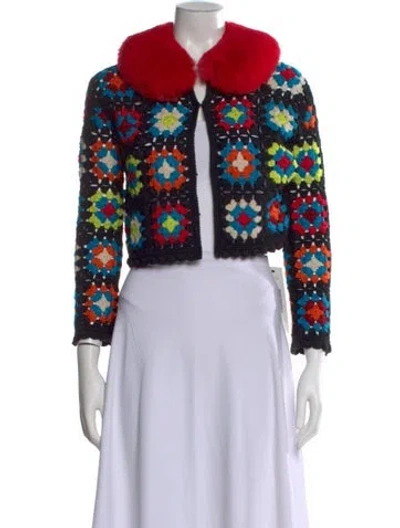 Pre-owned Alice And Olivia Wool Patterned Sweater In Black
