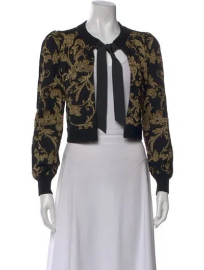 Pre-owned Alice And Olivia Wool Patterned Sweater In Black
