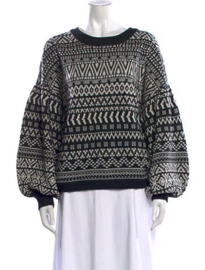 Pre-owned Alice And Olivia Wool Patterned Sweater In Black