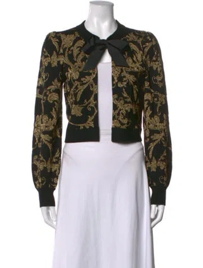 Pre-owned Alice And Olivia Wool Patterned Sweater In Black
