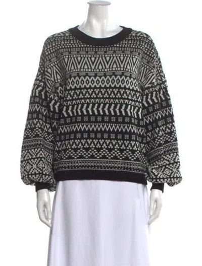 Pre-owned Alice And Olivia Wool Patterned Sweater In Black
