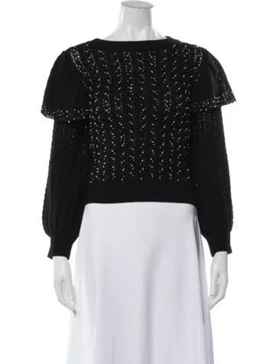 Pre-owned Alice And Olivia Wool Patterned Sweater In Black