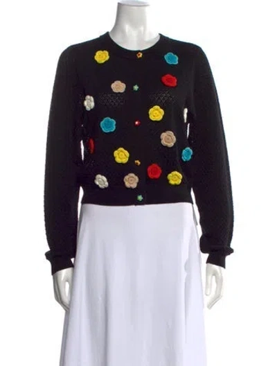 Pre-owned Alice And Olivia Wool Patterned Sweater In Black