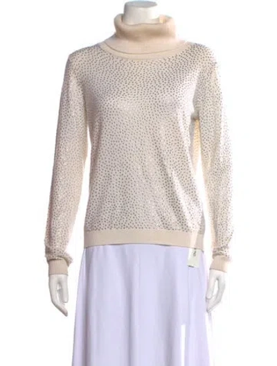 Pre-owned Alice And Olivia Wool Patterned Sweater In White