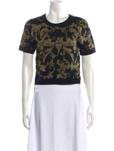 Pre-owned Alice And Olivia Wool Patterned T-shirt In Black