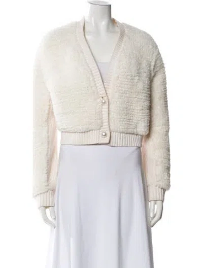 Pre-owned Alice And Olivia Wool Performance Jacket In White