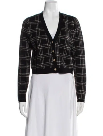 Pre-owned Alice And Olivia Wool Plaid Print Evening Jacket In Black