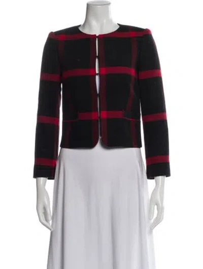 Pre-owned Alice And Olivia Wool Plaid Print Evening Jacket In Multi